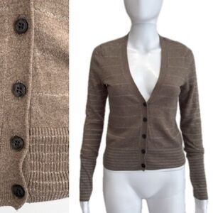 American Eagle Metallic Striped Button Front Shrunken Cardigan Women Size XS Y2K